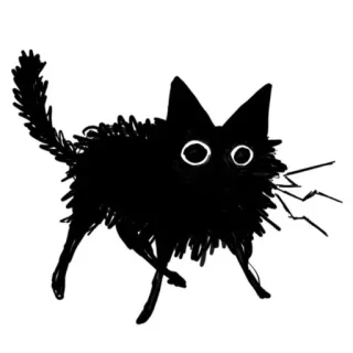😐 кот, черный, животное, эскиз, питомец, милый telegram sticker