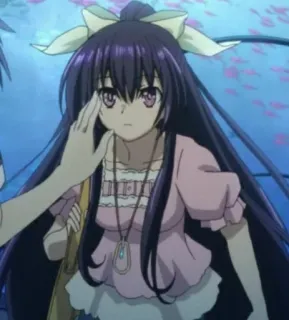 🍇 Tohka Yatogami Date A Live anime, girl, purple hair, bow, cute telegram sticker