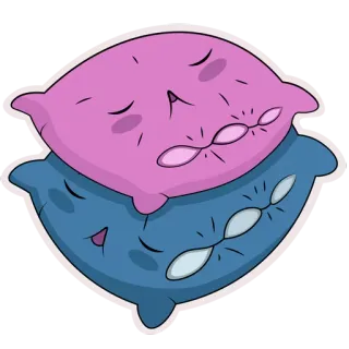 😴 almofadas, dormir, desenho animado, almofada rosa, almofada azul telegram sticker