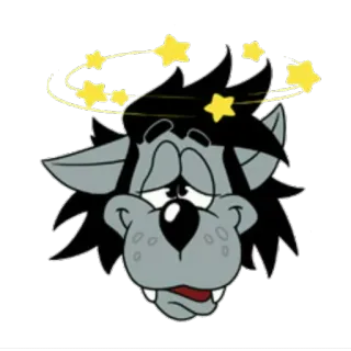 😐 lobo, desenho animado, estrelas, tonto, animal, personagem whatsapp sticker