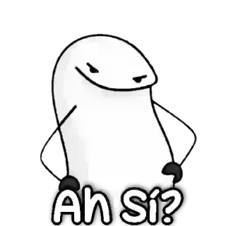 😶 Ah Sí? sticker, question, flork, meme, cartoon telegram sticker
