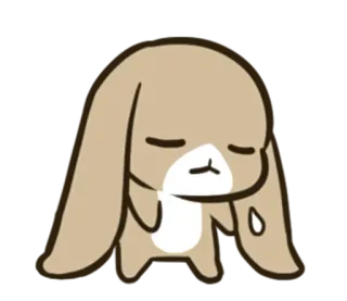 😓 coelho, triste, desenho animado, animal, kawaii, fofo, adesivo whatsapp sticker