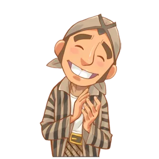 😊 kartun, pria, senyum, pakaian tradisional, bahagia telegram sticker