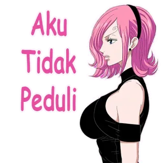 🙅‍♀️ Aku Tidak Peduli anime, mulher, cabelo rosa, desenho animado whatsapp sticker