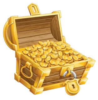 💰 peti harta karun, koin emas, jarah, harta karun bajak laut, kekayaan, kemewahan telegram sticker