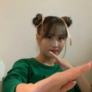 ❌ mujer, moños, retrato, linda, Kpop whatsapp sticker