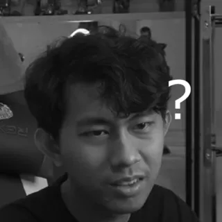 🆖 ? 質問, 困惑, 人, 白黒 telegram sticker
