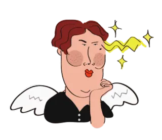👽 Мультфильм, Ангел, Поцелуй, Милый, Блеск telegram sticker