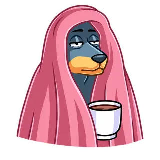 ☕️ собака, одеяло, кофе, уставший, мультфильм, ленивец, утро telegram sticker