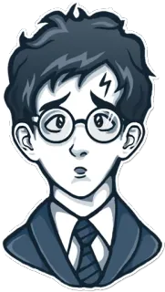 😯 Harry Potter 해리 포터, 마법사, 흉터, 마법, 책, 영화, 캐릭터 telegram sticker