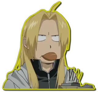 🙄 Edward Elric Fullmetal Alchemist เอ็ดเวิร์ด เอลริค, แขนกลคนแปรธาตุ, อนิเมะ, มังงะ, ตลก, ตัวละคร, อาหาร telegram sticker