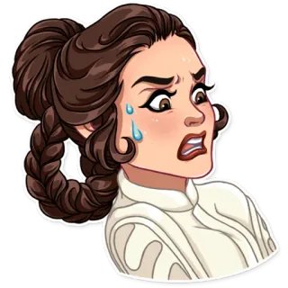 😨 Princess Leia Star Wars Звёздные войны, Принцесса Лея, испуганный, расстроенный telegram sticker