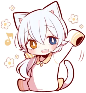 🙆‍♂️ Аниме, Кот, Каваий, Милый, Чиби, Манга telegram sticker