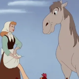 🧚♀ Cinderella cinderella, disney, cartoon, prinzessin, pferd, huhn telegram sticker
