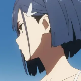 🥢 Ichigo Darling in the Franxx 动漫, 草莓, Darling in the Franxx, 蓝头发, 角色 telegram sticker