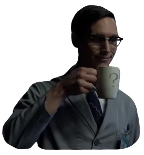 😌 The Riddler Gotham Загадочник, Готэм, DC Comics, злодей, вопросительный знак, кружка telegram sticker