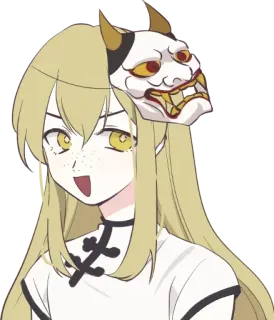 😛 fille anime, masque oni, démon, culture japonaise, masque, dessin animé telegram sticker