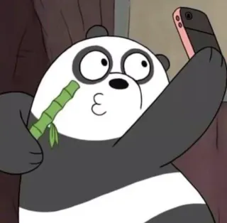 😌 Panda We Bare Bears Panda, Siamo solo orsi, Cartone animato, Selfie, Bambù telegram sticker