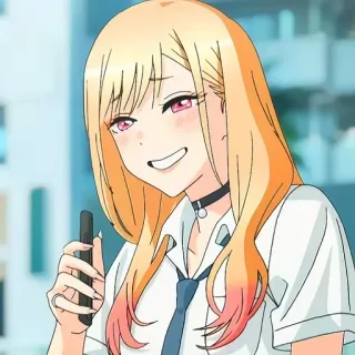 😁 Marin Kitagawa My Dress-Up Darling Anime, Mädchen, Blond, Süß, Fröhlich, Marin Kitagawa, My Dress-Up Darling telegram sticker