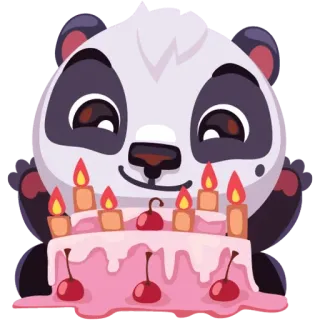 🎂 panda, birthday, cake, cherry, celebration telegram sticker