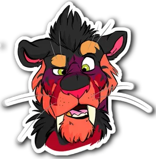 😐 Furry, Antropomórfico, Tigre, Leão, Gato, Felino, Desenho animado, Animal telegram sticker