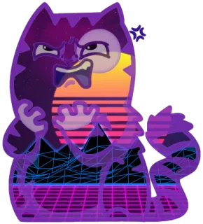 😤 Мультфильм, Фиолетовый, Злой, Синтвейв, Ретро, 80-е, Монстр whatsapp sticker