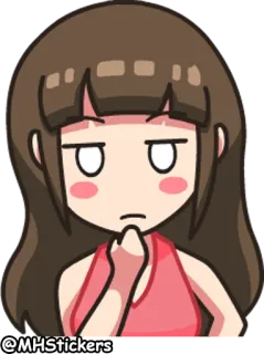 🤨 @MHStickers anime, sticker, girl, cartoon, cute, thinking telegram sticker
