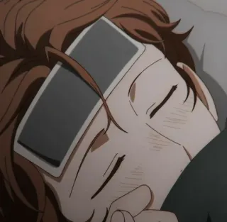 ⛓ anime, sleeping, character, sick, headache whatsapp sticker