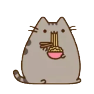 🍜 Pusheen gato, Pusheen, ramen, fideos, comida, lindo, dibujos animados whatsapp sticker
