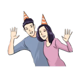 💑 celebração, festa, chapéus, pessoas, desenho animado telegram sticker