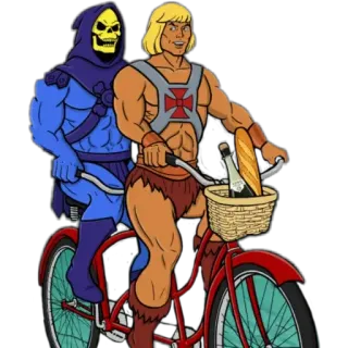 🙂 He-Man Masters of the Universe he-man, skeletor, bicicletta, cartoni animati, amici, anni 80 telegram sticker