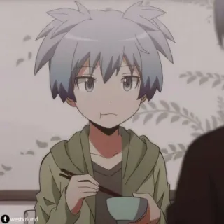 🌀 Nagisa Shiota Assassination Classroom Anime, Personagem, Nagisa, Assassination Classroom, Comendo, Hashis whatsapp sticker