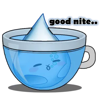 😴 good nite.. selamat malam, tidur, air, cangkir, imut, kawaii telegram sticker