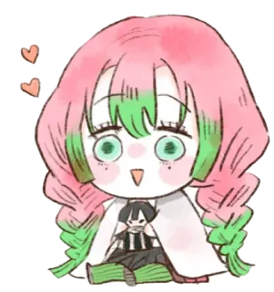 💫 Mitsuri Kanroji Demon Slayer 动漫, 鬼灭之刃, 甘露寺蜜璃, Q版, 可爱 whatsapp sticker