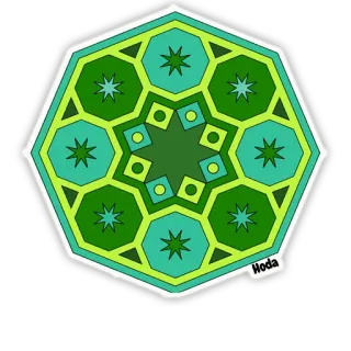 💚 Hoda geométrico, patrón, estrella, octágono, azulejo, mosaico, verde whatsapp sticker