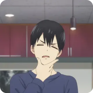 🤔 Anime, Chłopak, Wewnątrz, Wyraz Twarzy, Myślenie telegram sticker