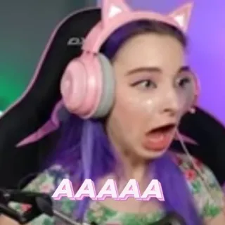 🤯 AAAAAA scream, woman, headphones, shock, expression, cat ears telegram sticker