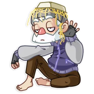 😑 personagem, sentado, velho, desenho animado, pessoa, barba telegram sticker
