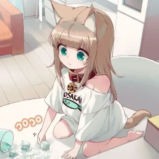 🐾 OSAKA аниме, девушка-кошка, милый, кемономими, осака, лёд, манга telegram sticker