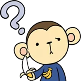 ❓ mono, plátano, signo de interrogación, dibujo animado, animal telegram sticker