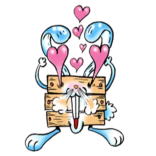 😍 การ์ตูน, กระต่าย, ตลก, รัก, น่ารัก, หัวใจ telegram sticker