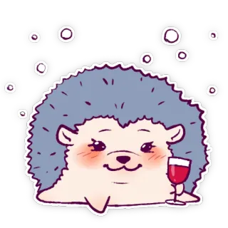 ☺️ ouriço, vinho, fofo, animal, bebida telegram sticker