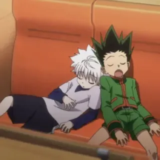 😴 Gon Freecss and Killua Zoldyck Hunter x Hunter anime, sleeping, couch, Gon, Killua, Hunter x Hunter telegram sticker