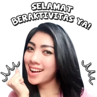 🤗 SELAMAT BERAKTIVITAS YA! Frau, fröhlich, Gruß, glücklich, positiv, indonesisch telegram sticker