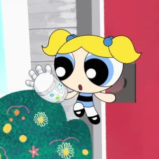 ❄️ Bubbles The Powerpuff Girls Пузыри, Суперкрошки, Cartoon Network, Мультфильм, Девочка, Полет telegram sticker