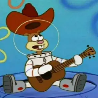 🥢 Sandy Cheeks SpongeBob SquarePants cartoon, sandy cheeks, spongebob, texas, cowgirl, guitar, funny, animation whatsapp sticker
