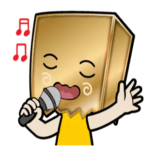 🎤 singing, microphone, music, notes, cartoon, character whatsapp sticker
