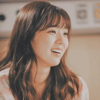❄ femme, portrait, fille, sourire, heureux, brune, cheveux, personne telegram sticker