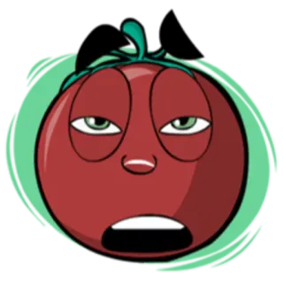 😵 tomat, kartun, emoji, ekspresi, mengantuk, makanan whatsapp sticker