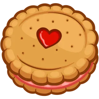 😀 cookie, heart, dessert, food, sandwich cookie, snack telegram sticker